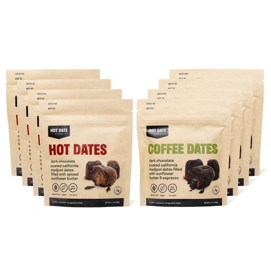 Nut-free dark chocolate stuffed Medjool dates gift set by Hot Date Kitchen